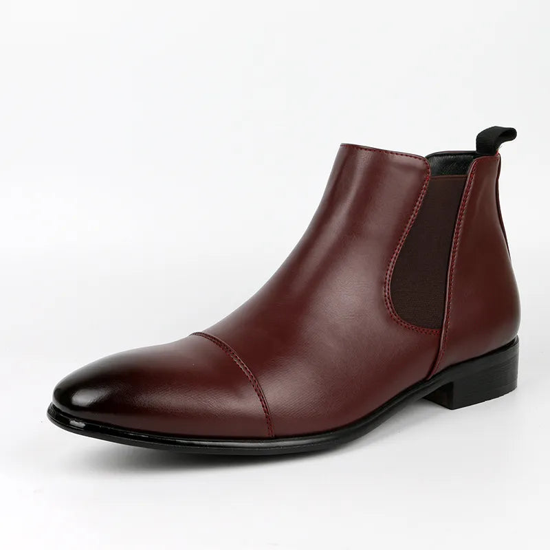 Herre Faux Læder Chelsea Støvler – Cap Toe, Elastisk Gusset