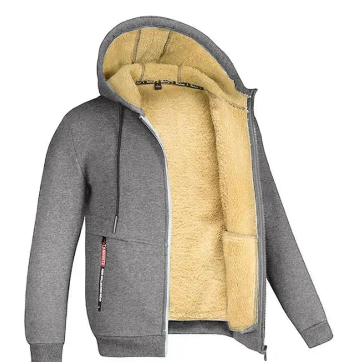 Zedrick Herre Zip-Up Hoodie – Varm Fleece Sweatshirt med Behagelig Hætte