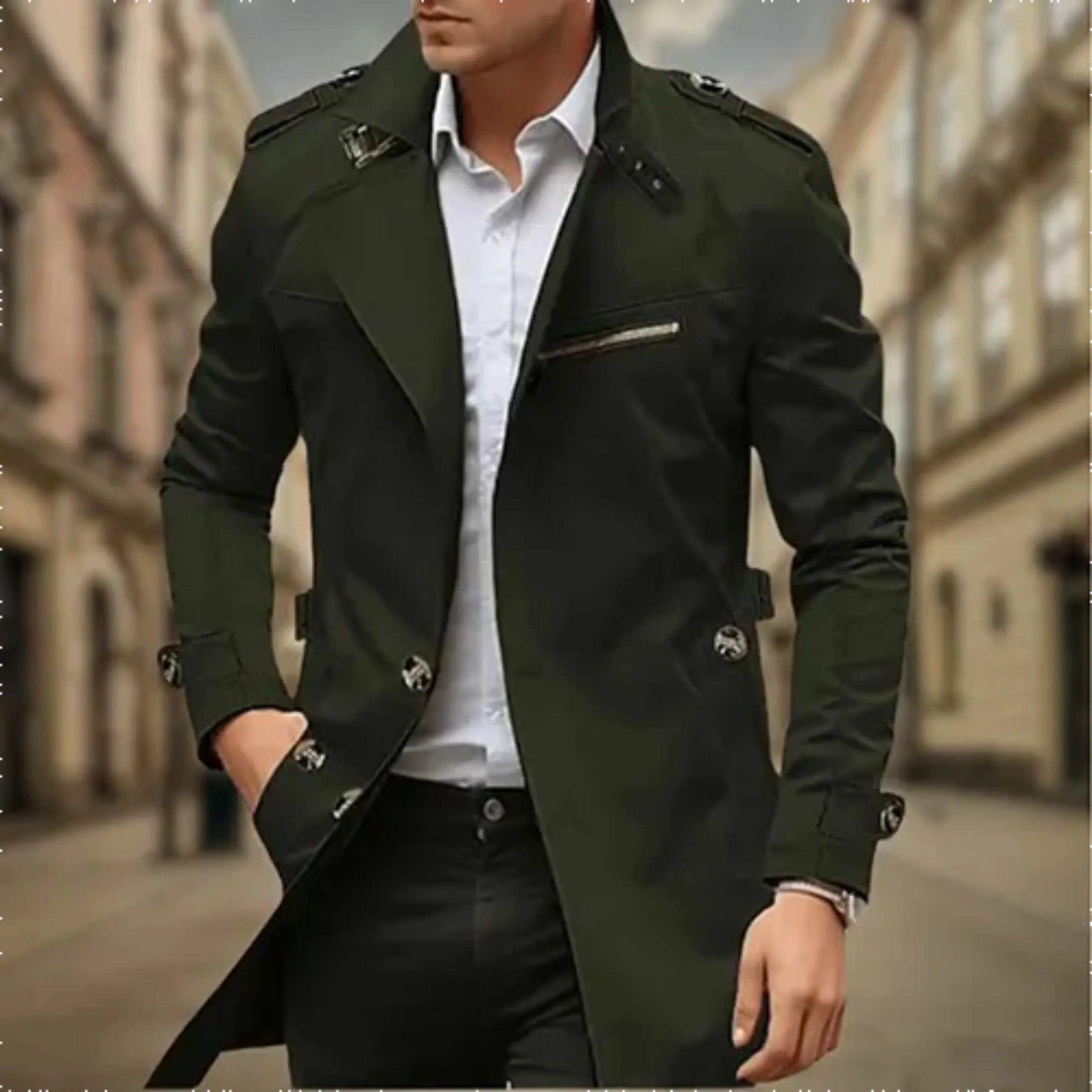 Rey Herre Frakke – Elegant Vandtæt Trench Coat med Klassisk Dobbeltknap Design