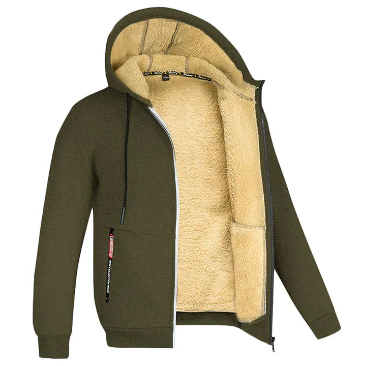 Zedrick Herre Zip-Up Hoodie – Varm Fleece Sweatshirt med Behagelig Hætte