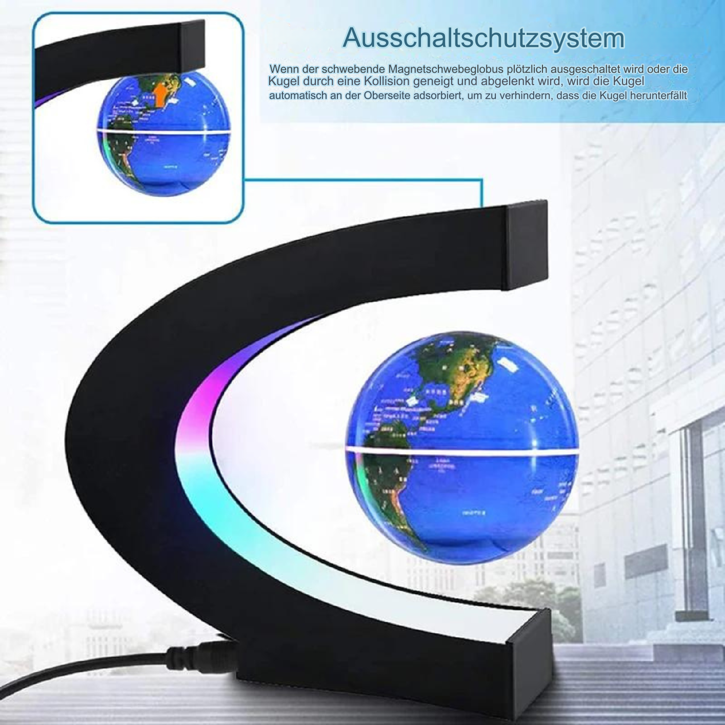 AstroGlobe LED Verdensbold – Svævende Globe Lampe med Magnetisk Ophæng