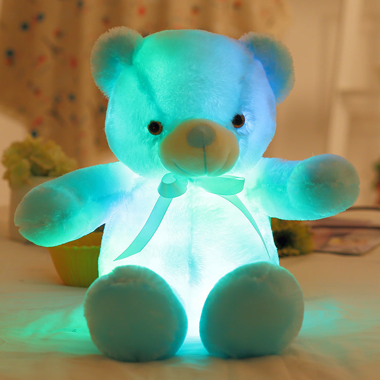 GlowBear | Farverig LED Lys Teddybjørn Plush Legetøj Juletilbud