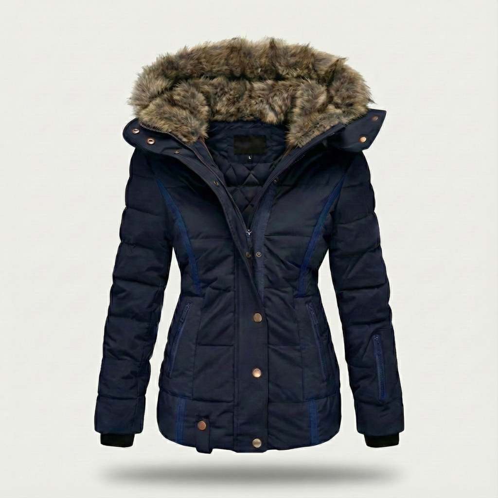 Kvinders Faux-Fur Hætte Puffer Jakke – Isoleret, Vandafvisende