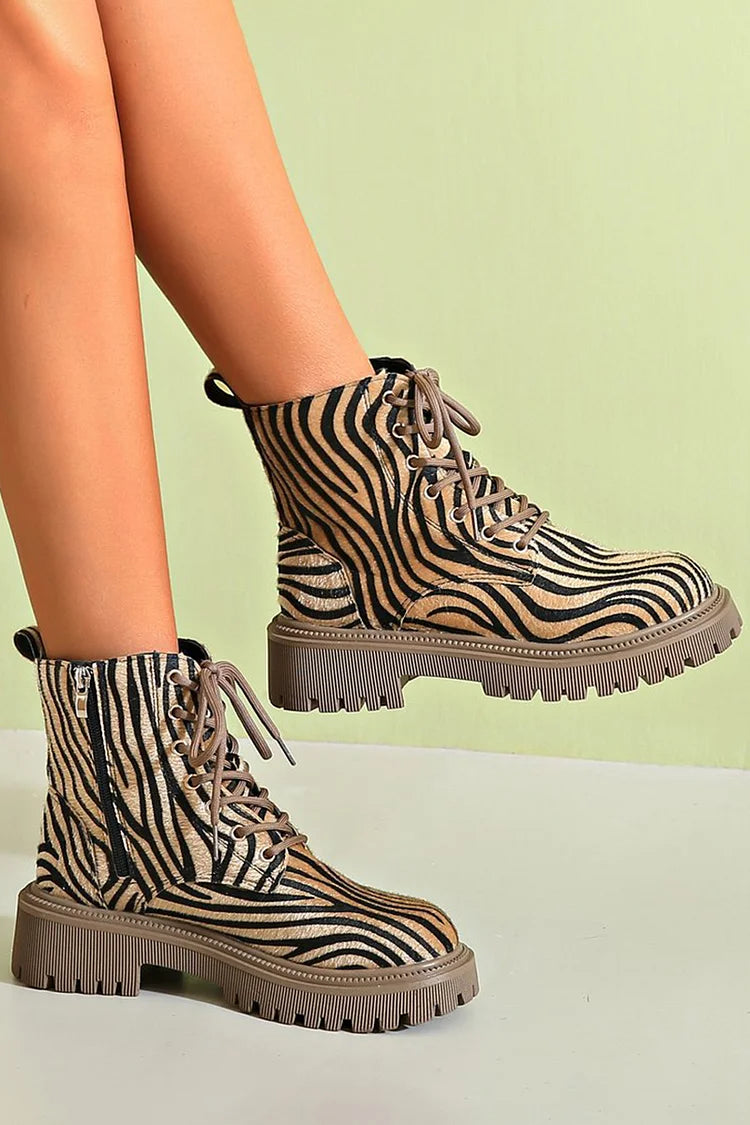 ZEBRA PRINT SNØREBOOTS