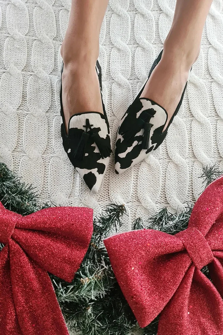 KØER PRINT LOAFERS MED TASSEL