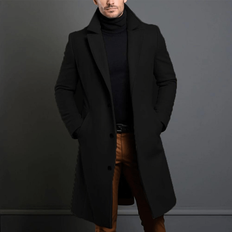 Edward Lang Vinterfrakke til Mænd – Varm Isoleret Trench Style Jakke med Klassisk og Elegant Snit