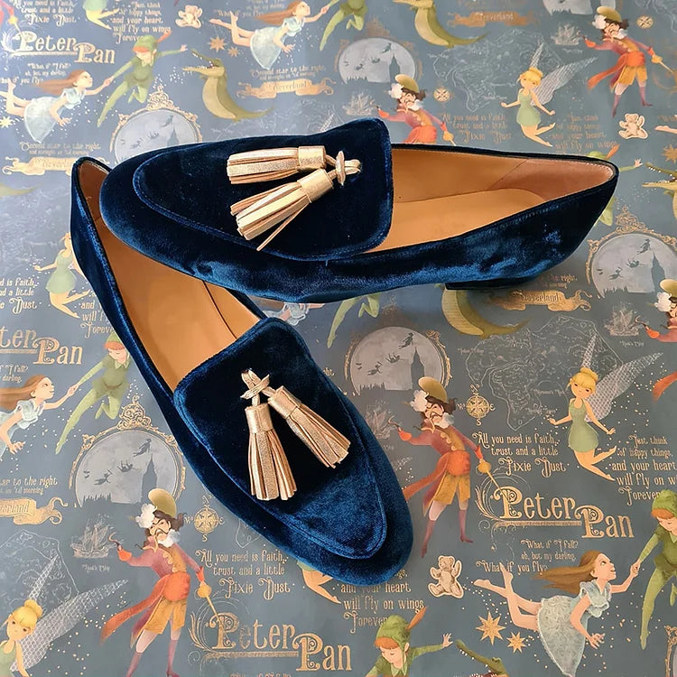 MIDNIGHT ELEGANCE LOAFERS MED CHAMPAGNE FRINGE