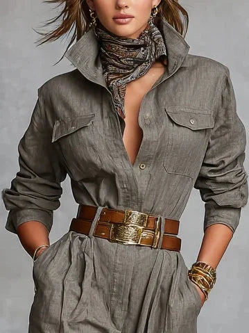 Megan | Linned-Bomulds Jumpsuit