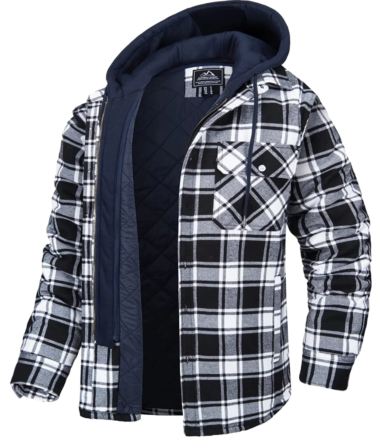 Daniel Plaid Herrejakke med Hætte – Casual Stil, Brystlommer & Lynlåslukning