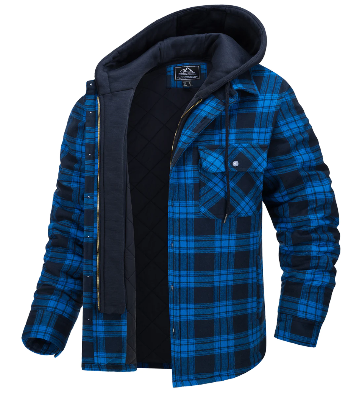Daniel Plaid Herrejakke med Hætte – Casual Stil, Brystlommer & Lynlåslukning