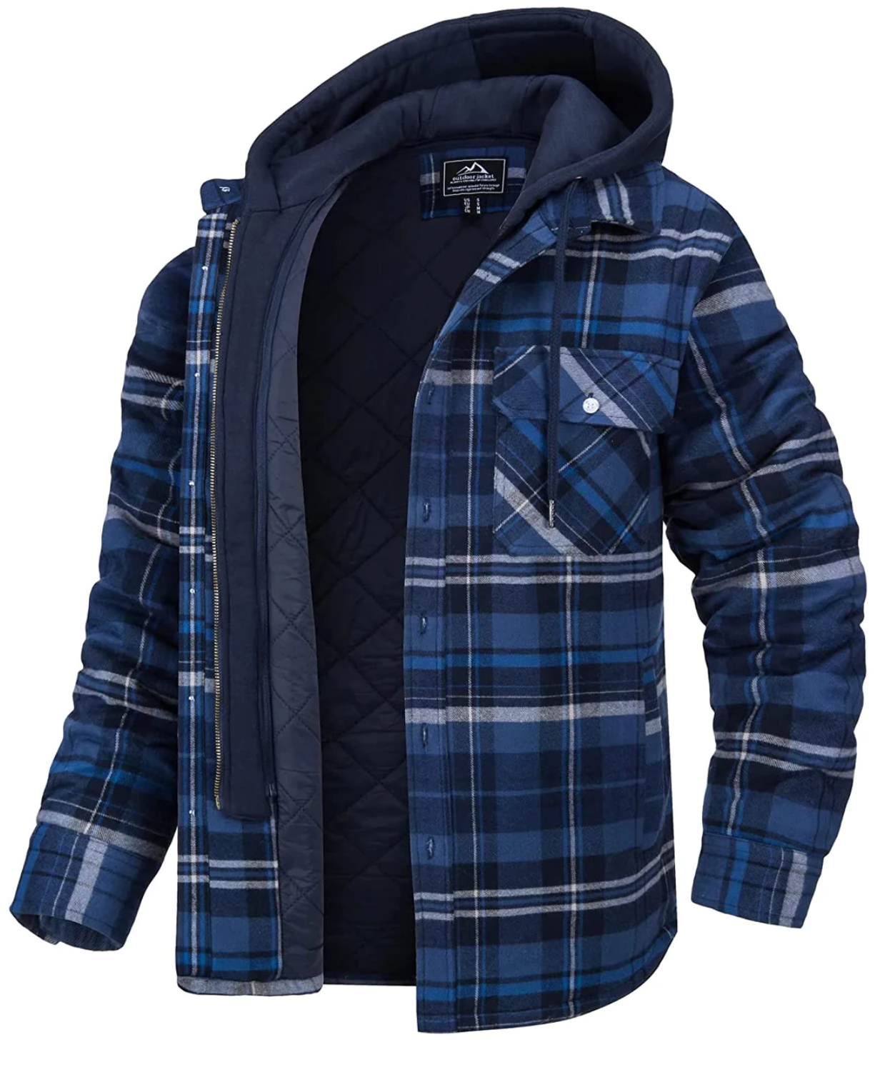 Daniel Plaid Herrejakke med Hætte – Casual Stil, Brystlommer & Lynlåslukning