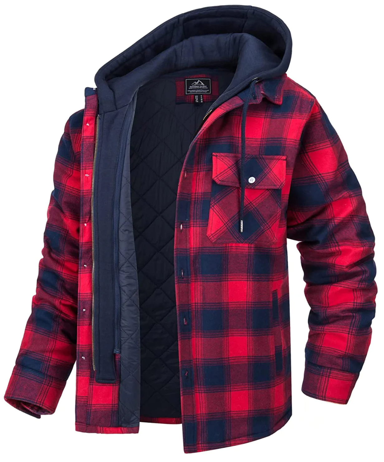 Daniel Plaid Herrejakke med Hætte – Casual Stil, Brystlommer & Lynlåslukning