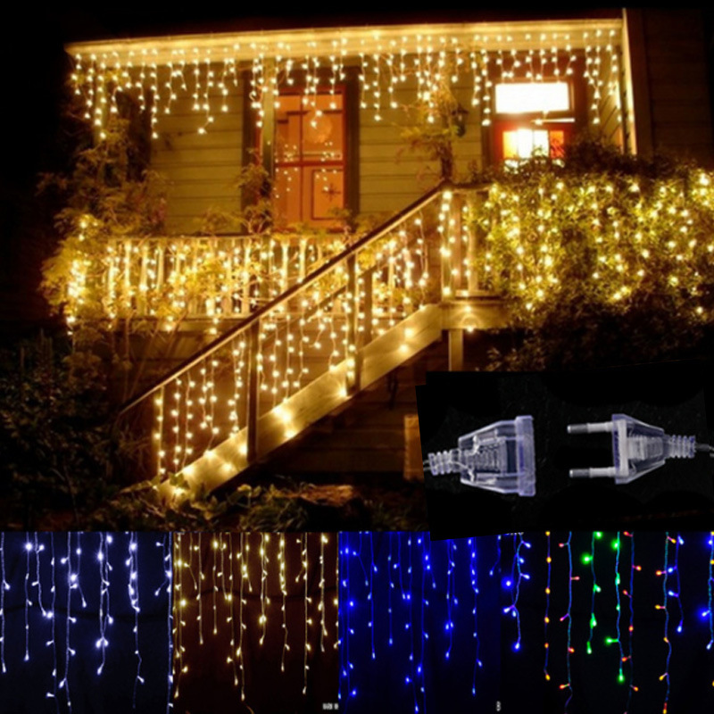 LED-julbelysning med istappar och stjärnhimmel – ljusgardin för utomhusbruk