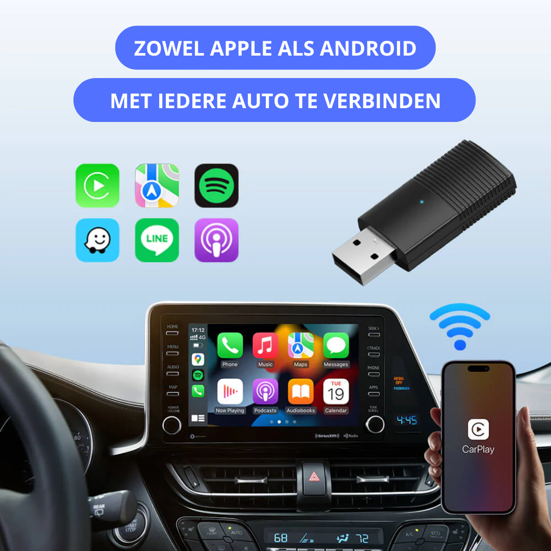 Apple/Android Carplay| Oplev trådløs Carplay i din bil | Direkte forbindelse med BT-zarada.dk