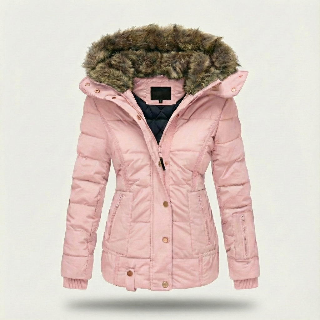 Kvinders Faux-Fur Hætte Puffer Jakke – Isoleret, Vandafvisende