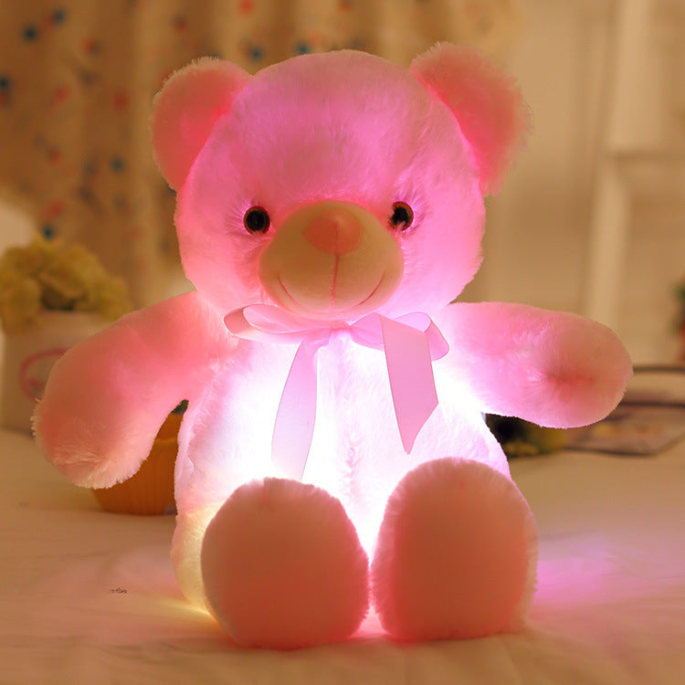 GlowBear | Farverig LED Lys Teddybjørn Plush Legetøj Juletilbud