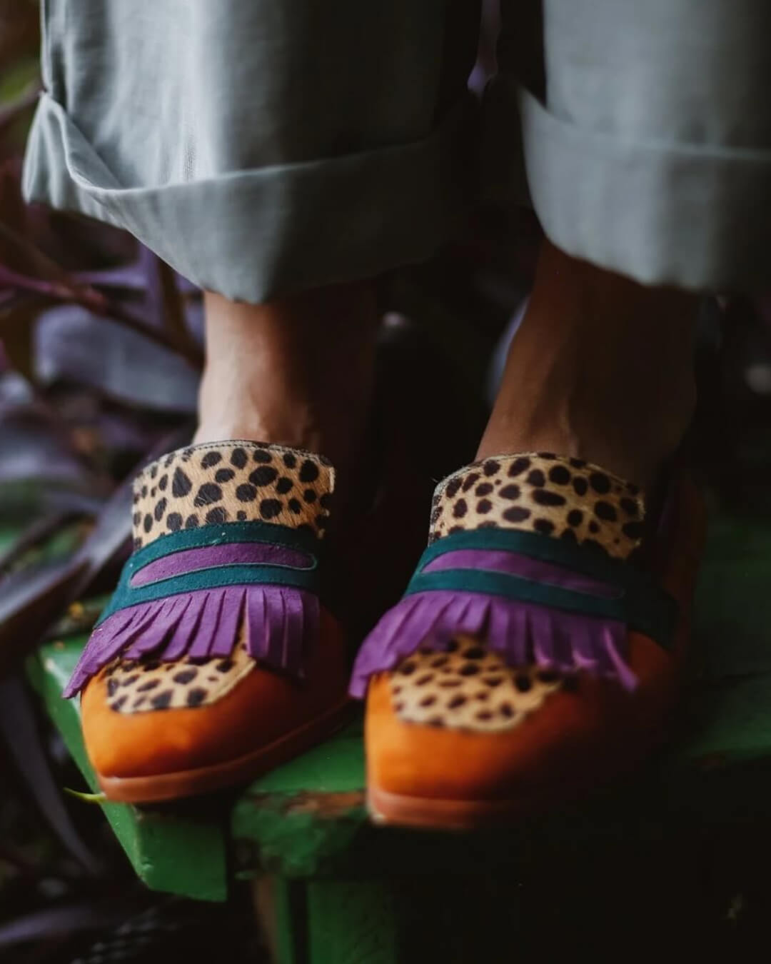 LOAFER MED FRINGE OG DYREPRINT