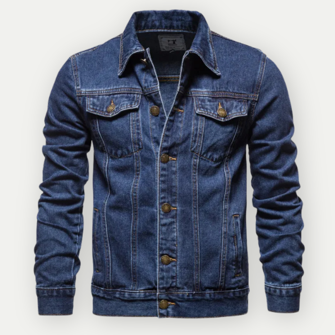 Max Jean Jakke – Klassisk Lyseblå Denimjakke med Strukturerede Detaljer