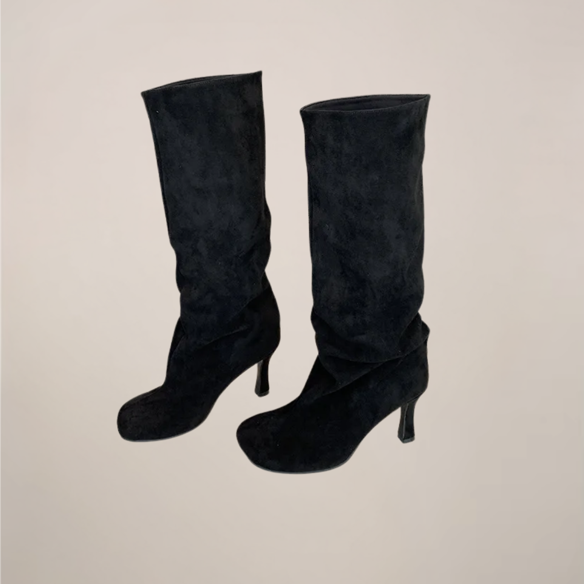 Kvinders Knæhøje Støvler – Peep Toe, Skulptureret Vedge, Slouch Skaft