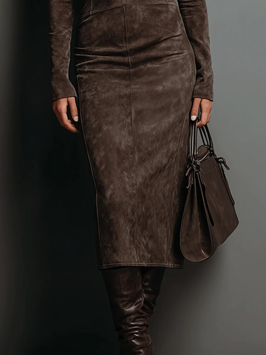 Ava | Suede Midi Kjole
