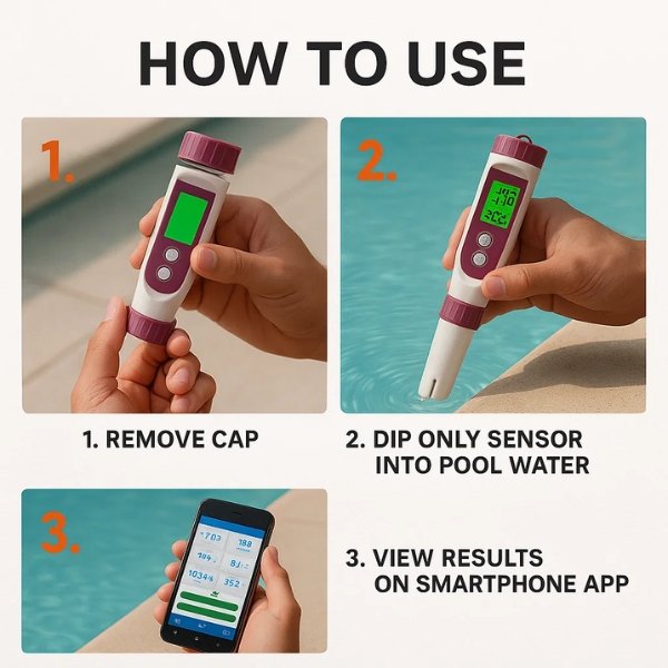 AquaSense 7 Parameter Digital Pooltester til pH og Klor