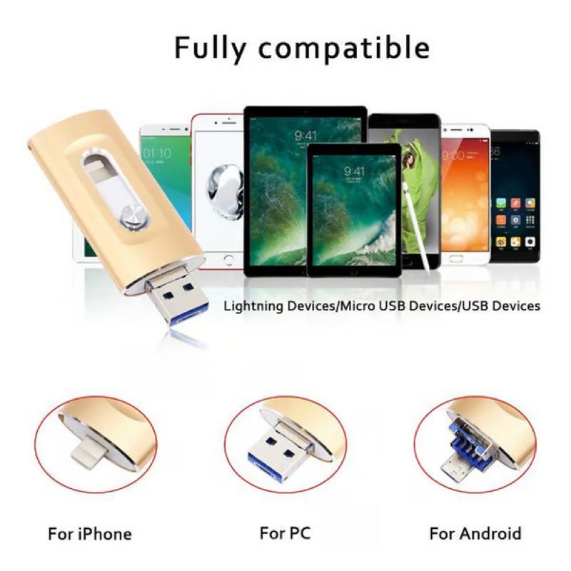3-i-1 USB-flashdrev til Mobiltelefon og Computer