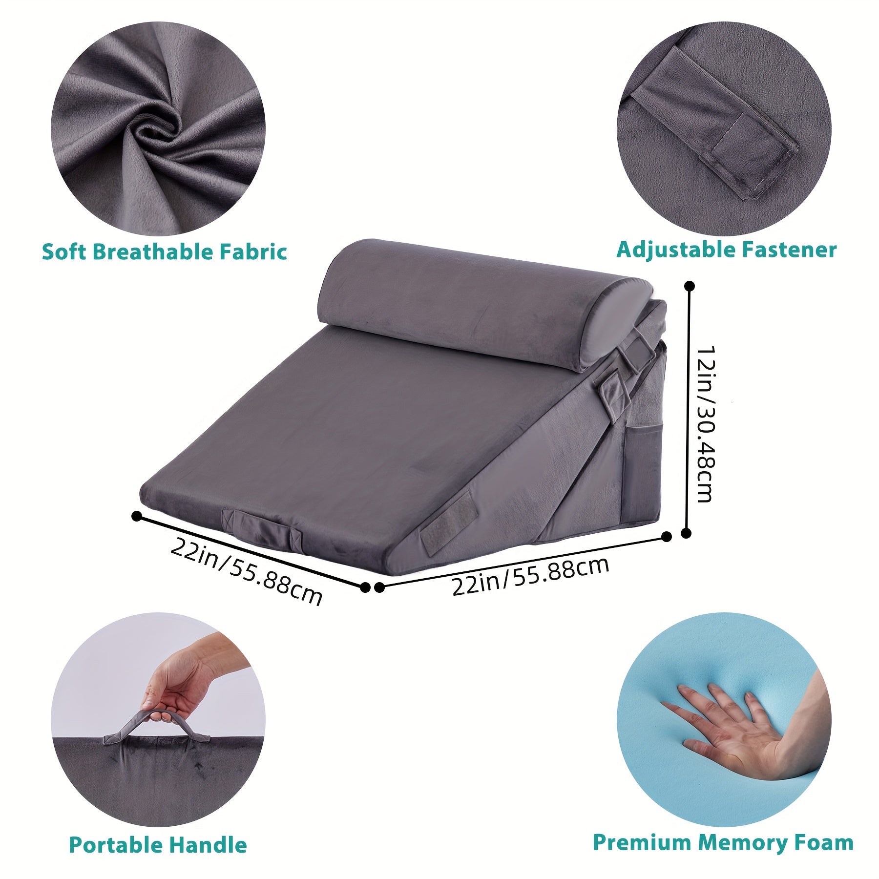 Justerbar kile ortopædisk pude RelaxPlus - Premium 7 i 1 memory foam støtte system