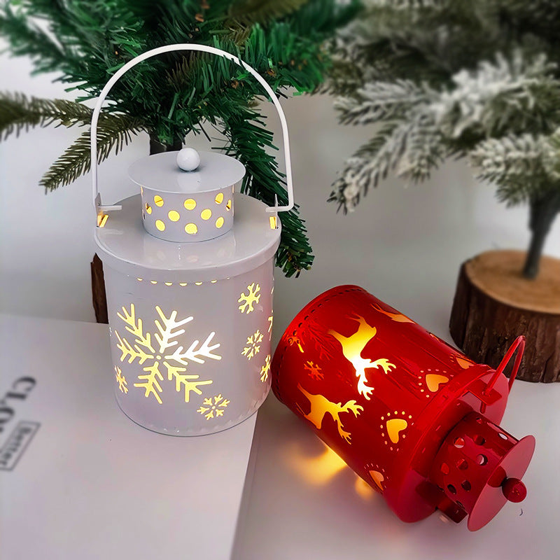 Elektronisk Julelys med Blinkende LED Lys – Dekorativ Jernlygte til Indendørs Brug