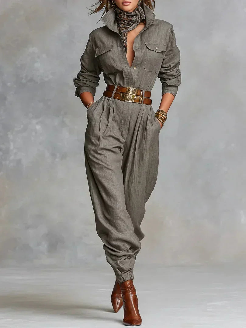 Megan | Linned-Bomulds Jumpsuit