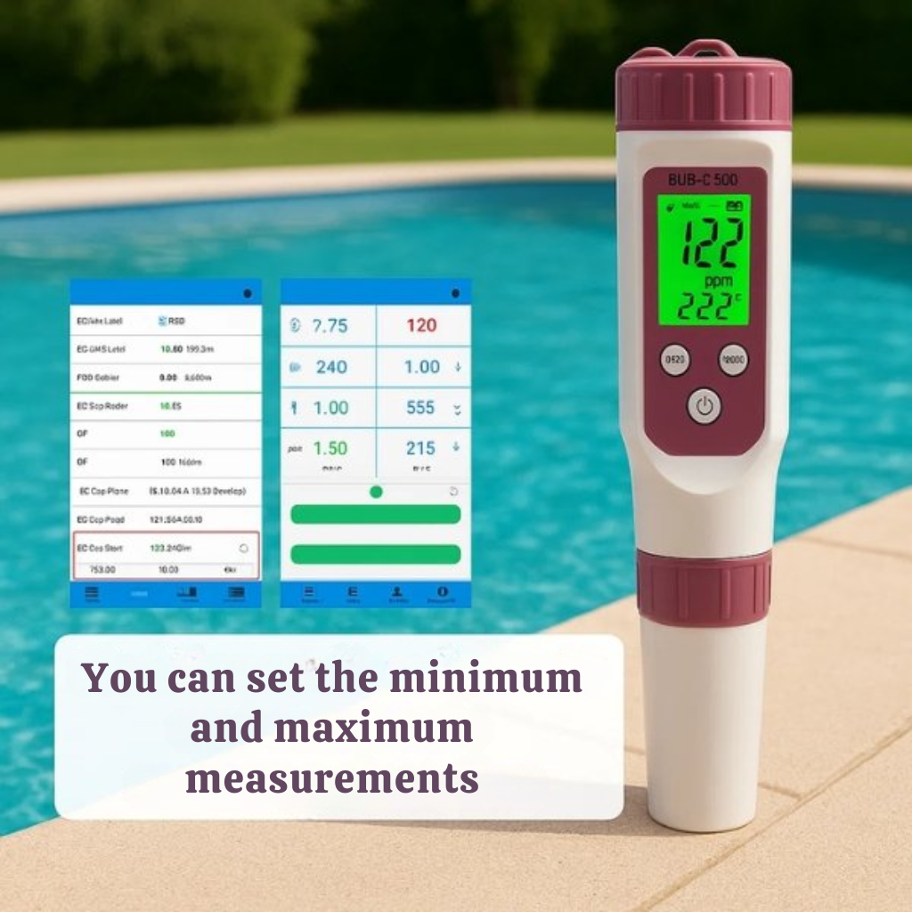 AquaSense 7 Parameter Digital Pooltester til pH og Klor
