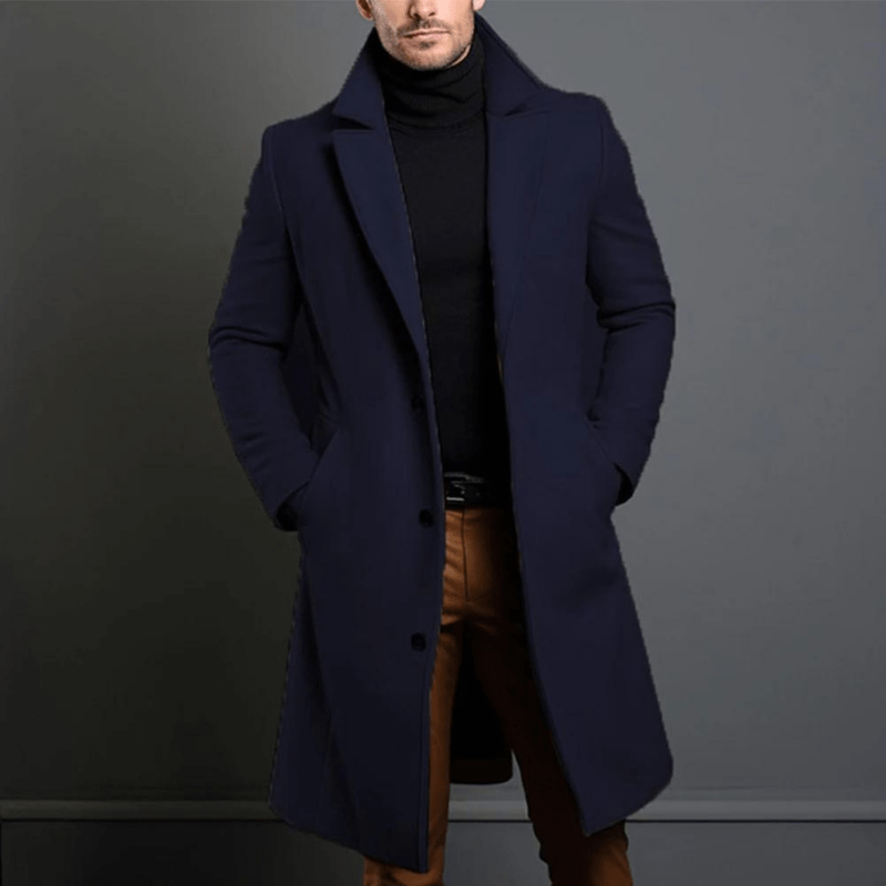 Edward Lang Vinterfrakke til Mænd – Varm Isoleret Trench Style Jakke med Klassisk og Elegant Snit