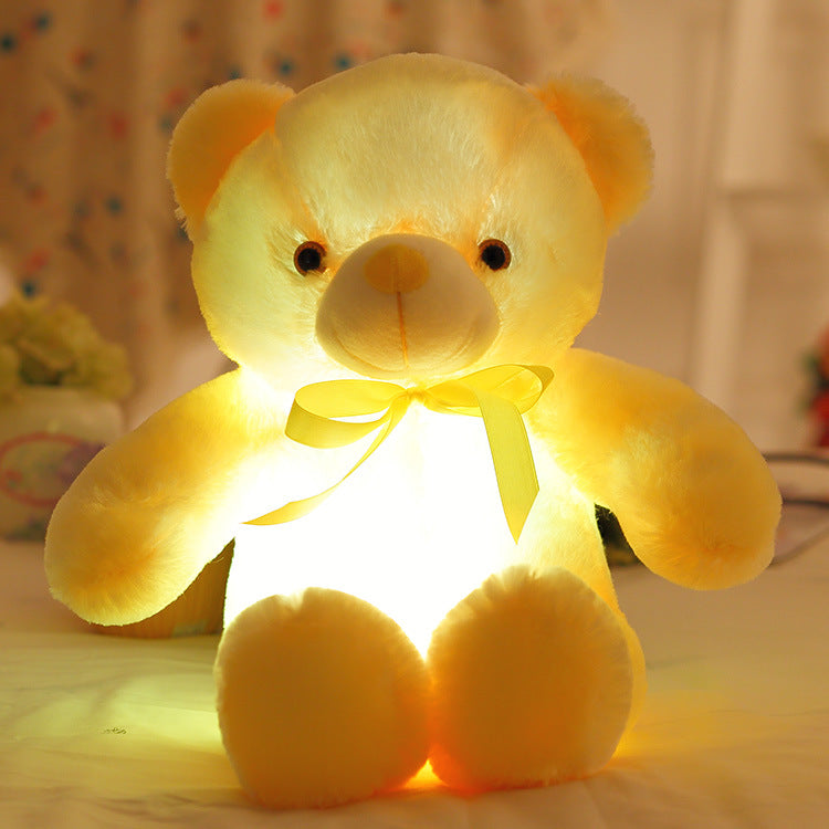 GlowBear | Farverig LED Lys Teddybjørn Plush Legetøj Juletilbud