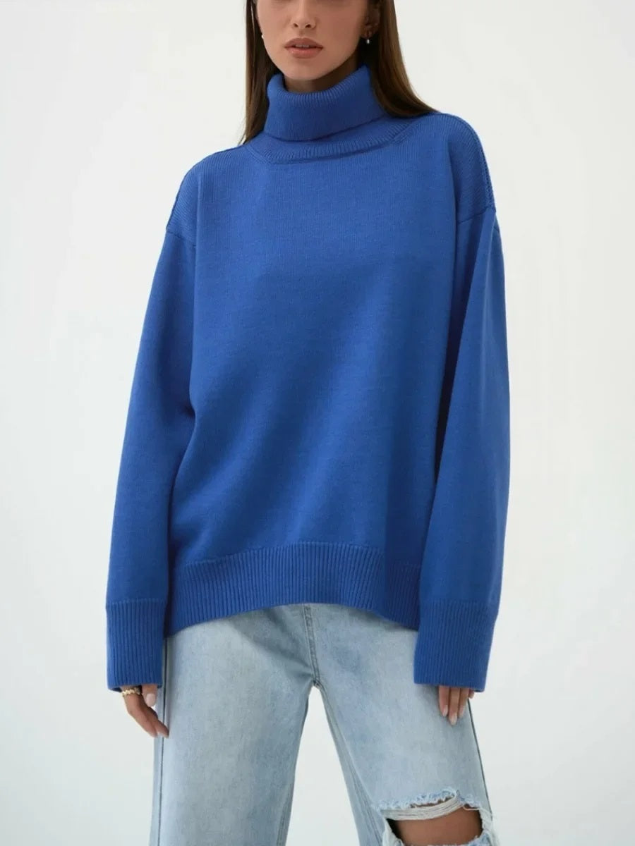Elise Oversized Turtleneck Sweater til kvinder – Blød og varm striktrøje med tidløst design