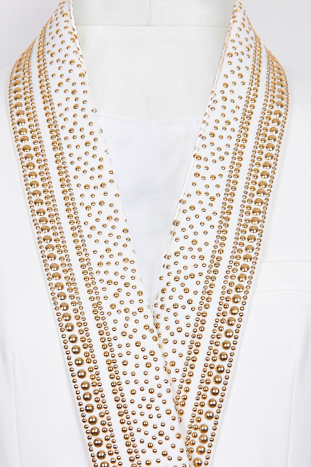 Kvinders Blazer Hvid Moderne Polyester Guldperle Dekoration