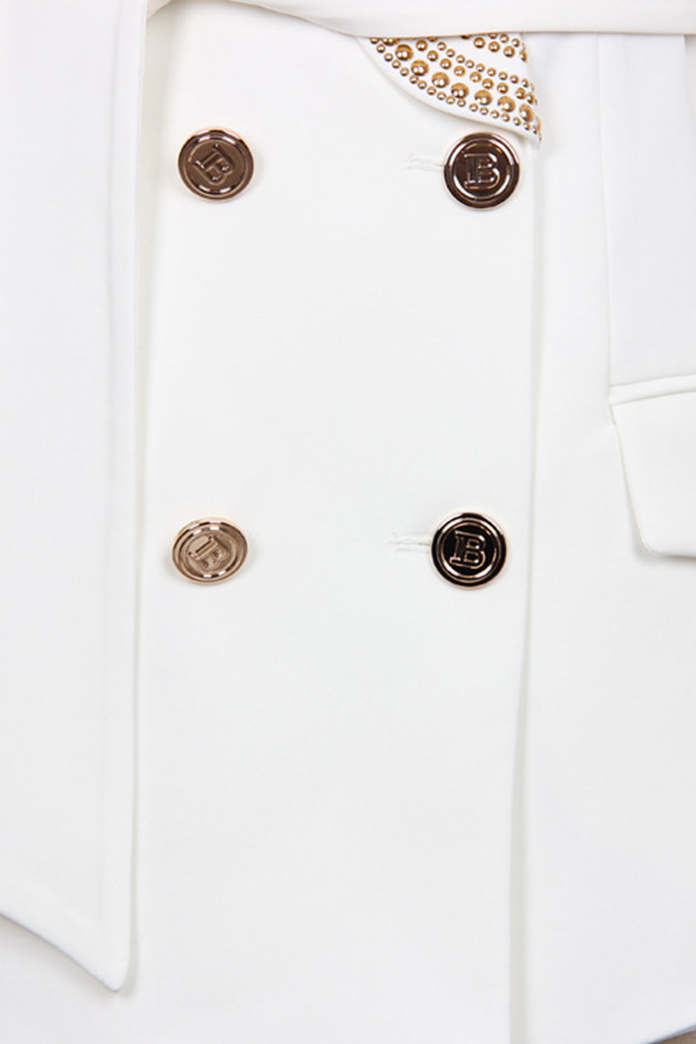 Kvinders Blazer Hvid Moderne Polyester Guldperle Dekoration
