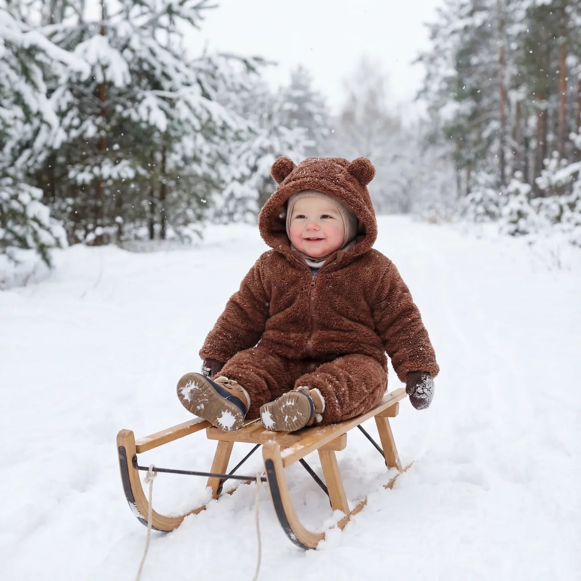 BabyBear | Plush Bjørn Vinter Baby Overall Blød Cozy Outfit