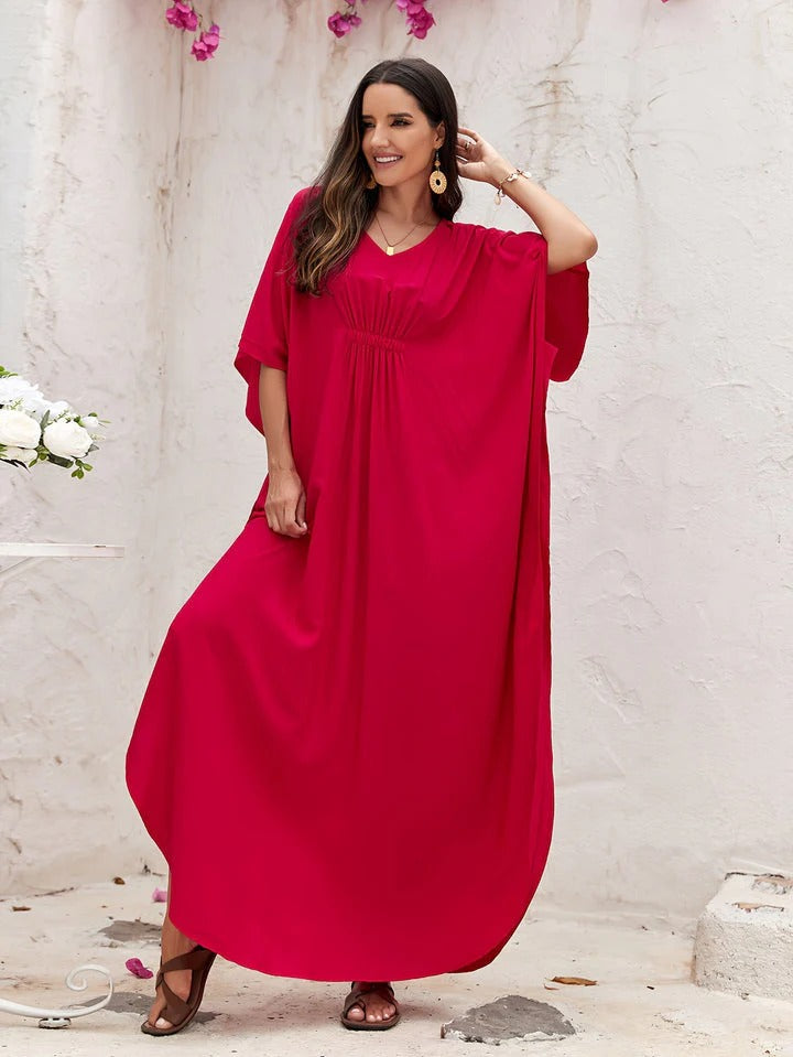 Maxi Kaftan Kjole Hvid til Kvinder | Ideel til Sommeren