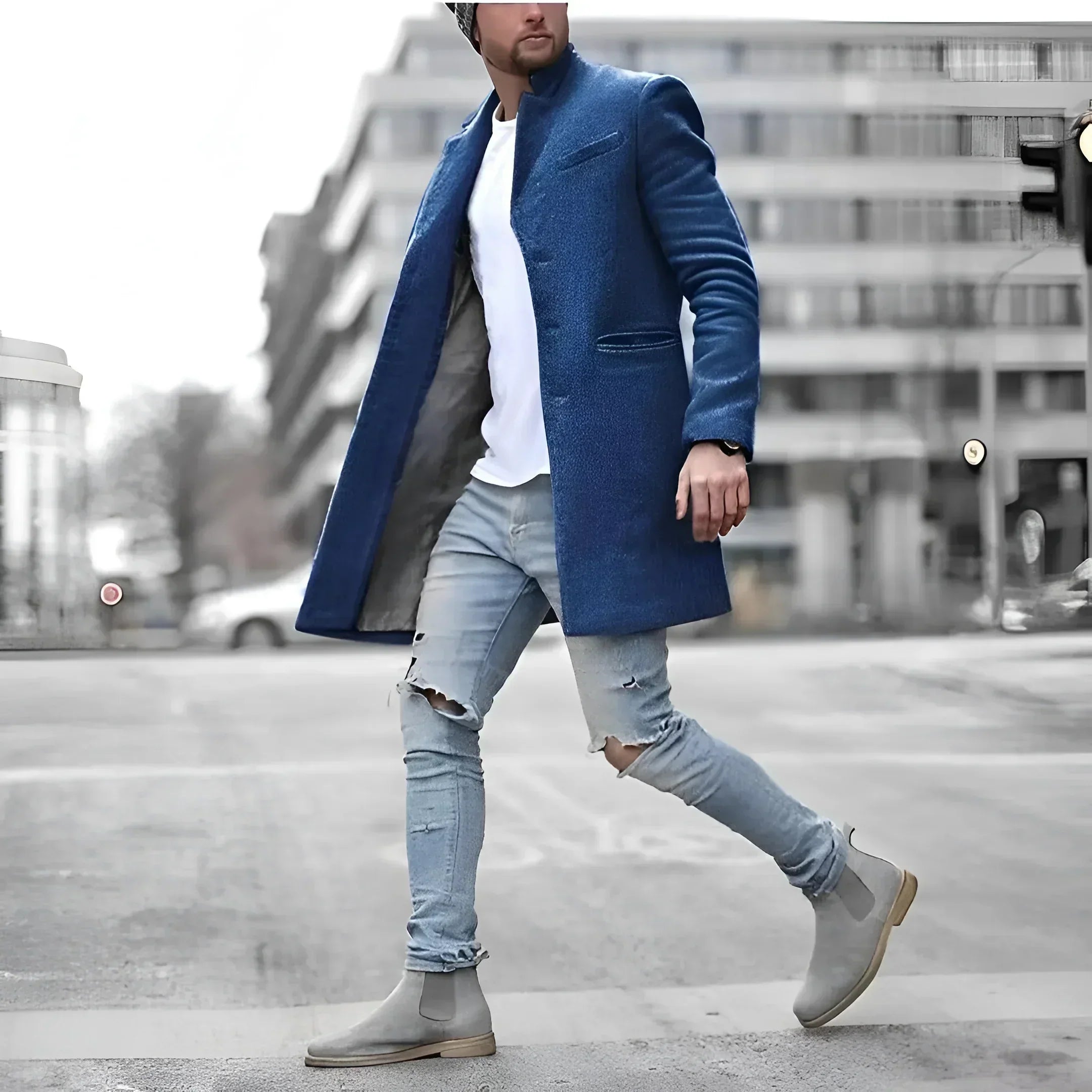 James Manteau Lang Mand – Elegant Varm Uld Duster med Tidens Stil