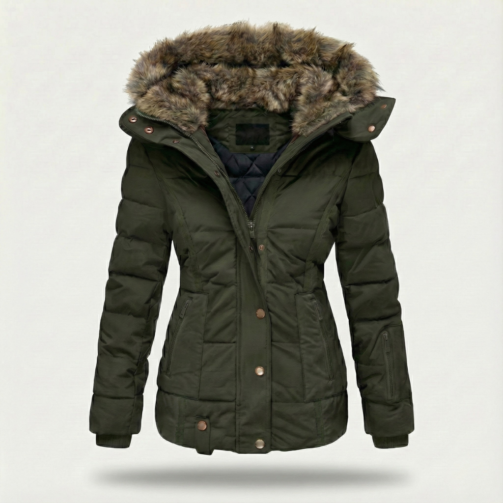 Kvinders Faux-Fur Hætte Puffer Jakke – Isoleret, Vandafvisende