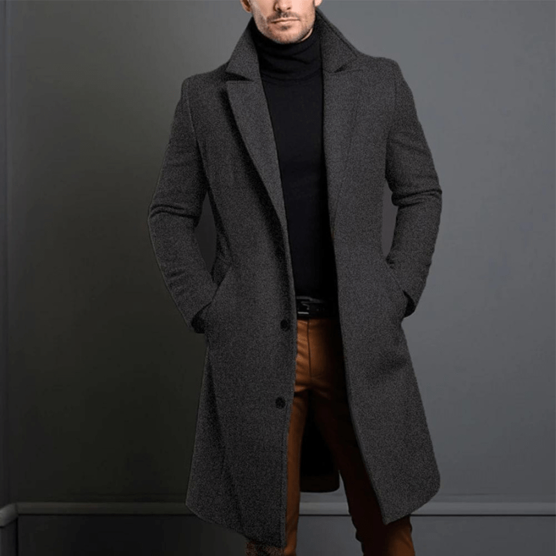Edward Lang Vinterfrakke til Mænd – Varm Isoleret Trench Style Jakke med Klassisk og Elegant Snit