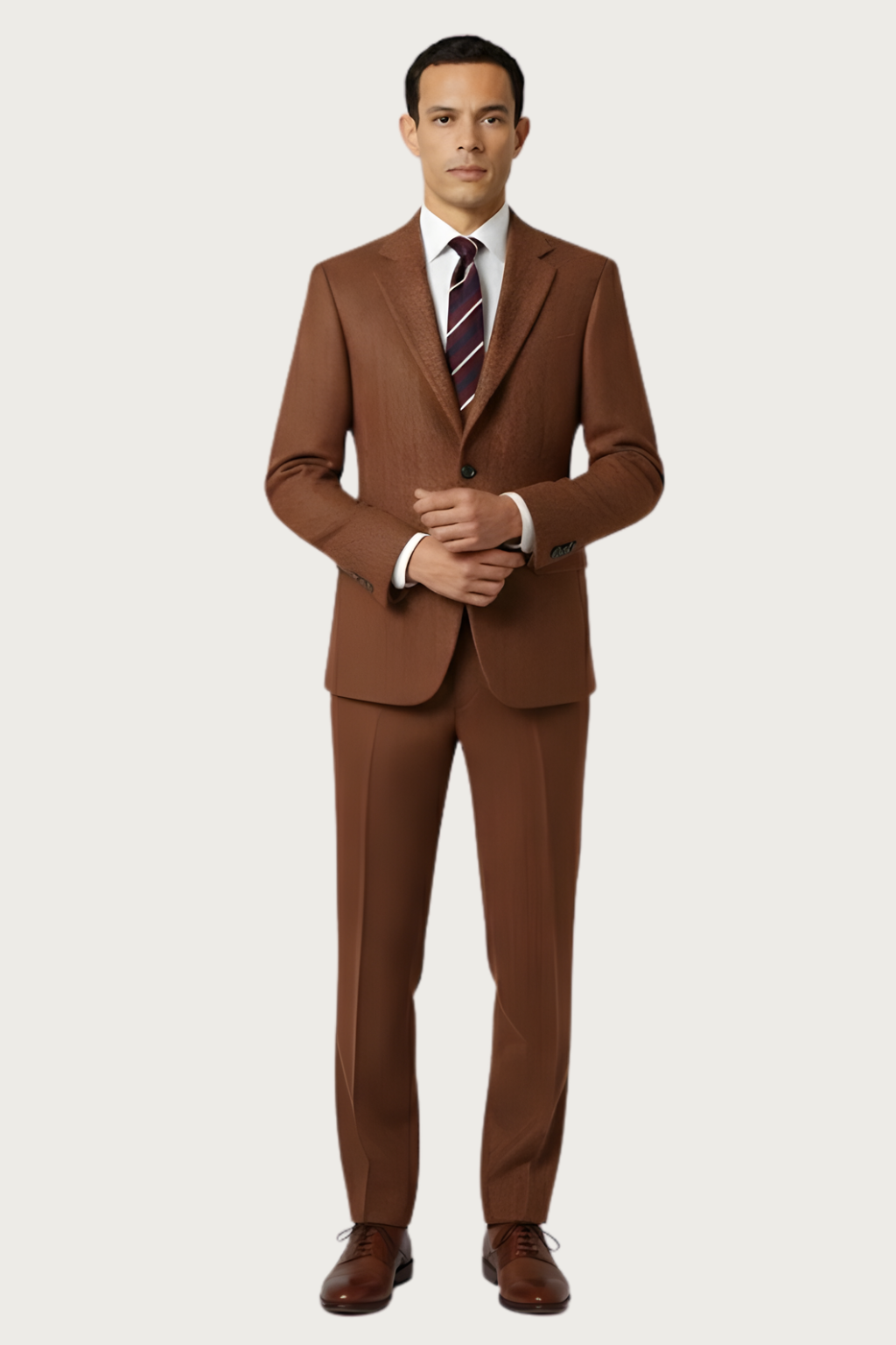 Herres Brændt Rust Tre-delt Tweed Jakkesæt – Skræddersyet Herringbone Blazer, Vest og Bukser