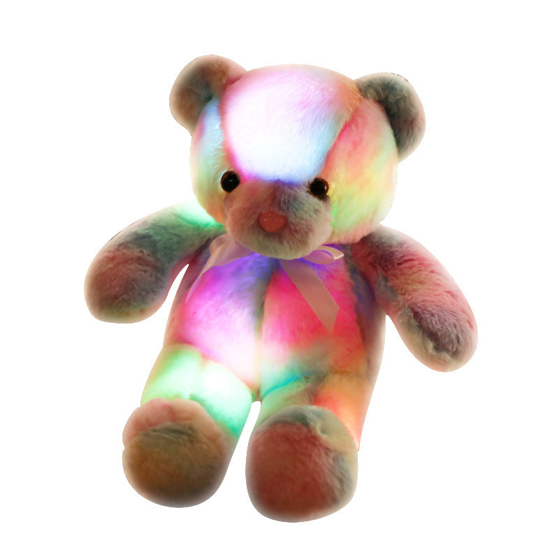 GlowBear | Farverig LED Lys Teddybjørn Plush Legetøj Juletilbud
