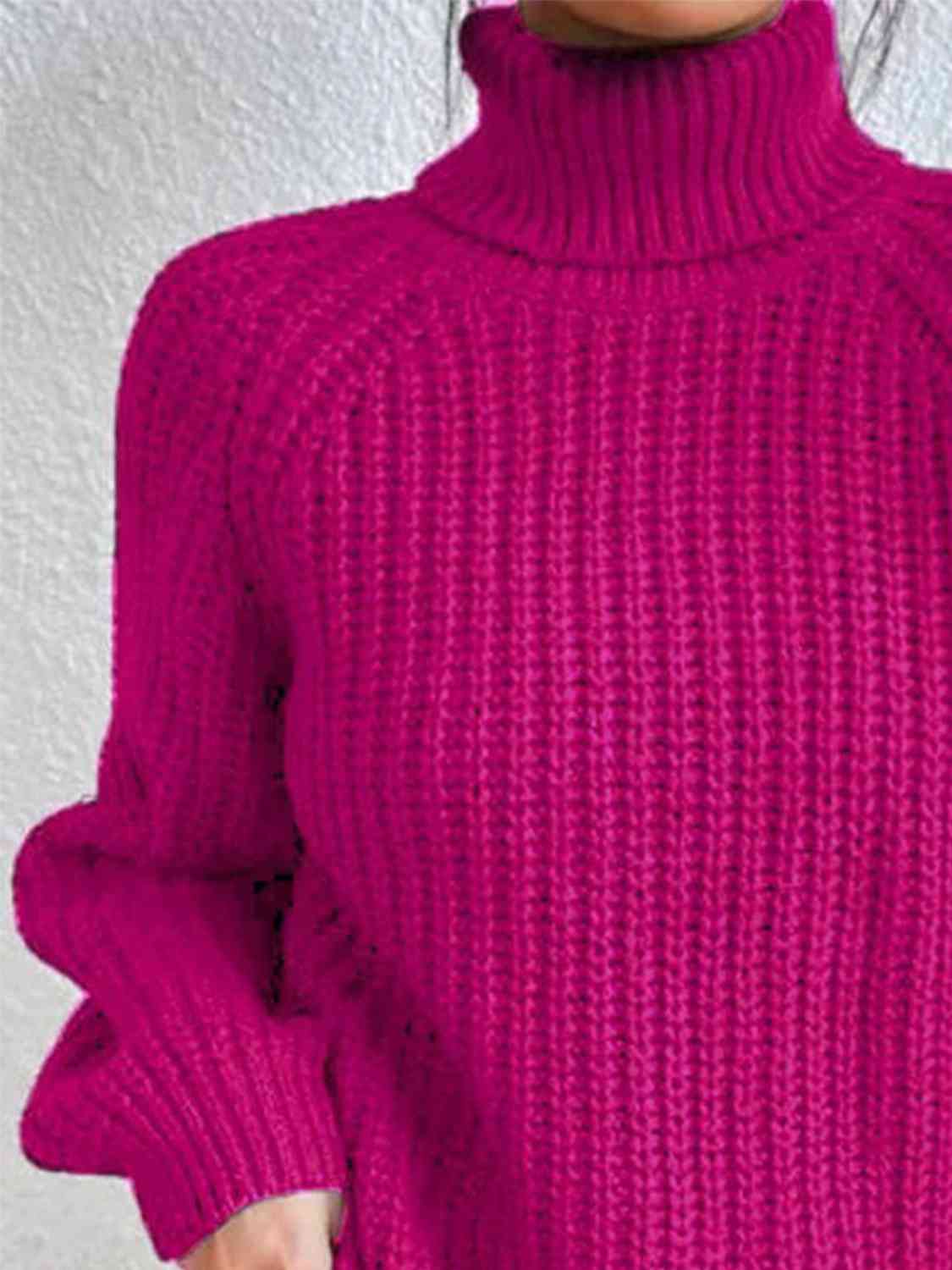 Angela Pull Kvinde – Ribbet Turtleneck Sweater med Chic Side Slids til Elegant Efterår/Vinter