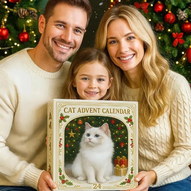 KattenKerst Adventskalender – 24 Festlige Akryl Kattefigurer til Juleglæde