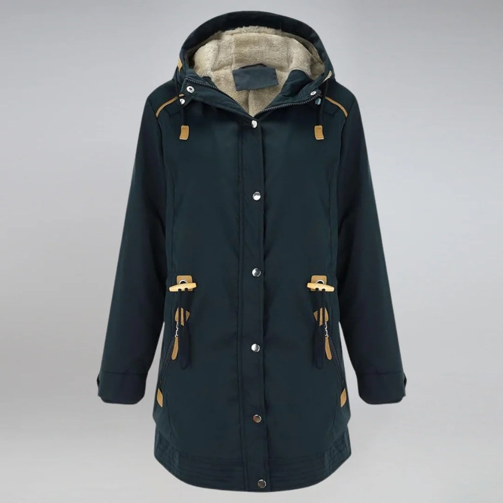 ArcticChic Dameparka – Vandafvisende Vinterjakke med Justerbar Talje og Varm For