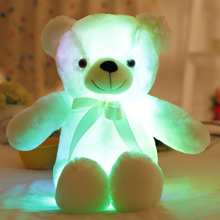 GlowBear | Farverig LED Lys Teddybjørn Plush Legetøj Juletilbud