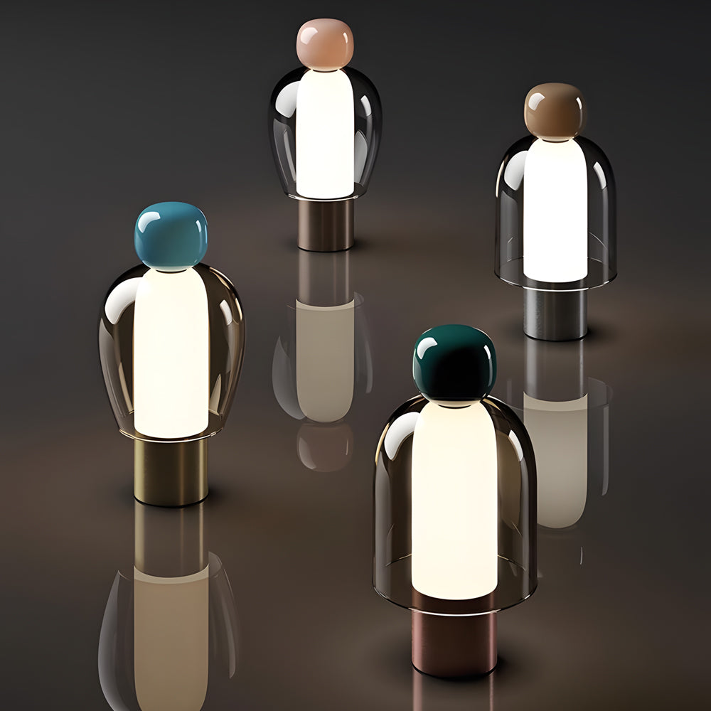 LumiGlow - Trådløs bordlampe med dæmpbar LED og elegant glasdesign