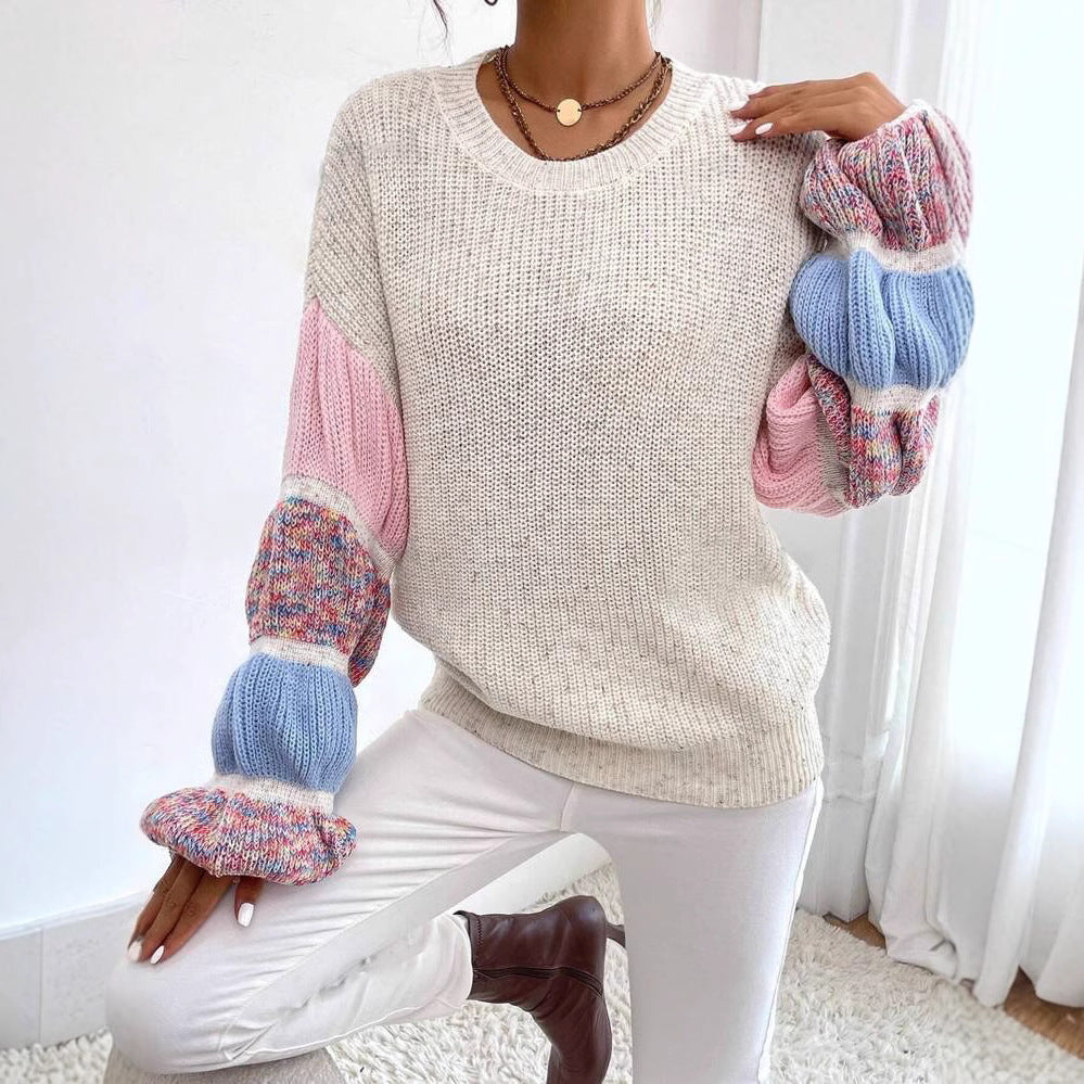 Delilah Pullover Strikket Multifarvet til Kvinder – Blød og Varm Sweater med Casual Fit og Lagdelt Design
