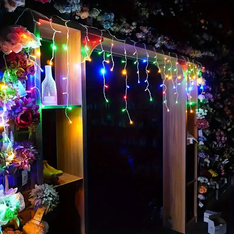 LED Christmas Lights with Icicles and Starry Sky Effect - Curtain Lights for Outdoor Use