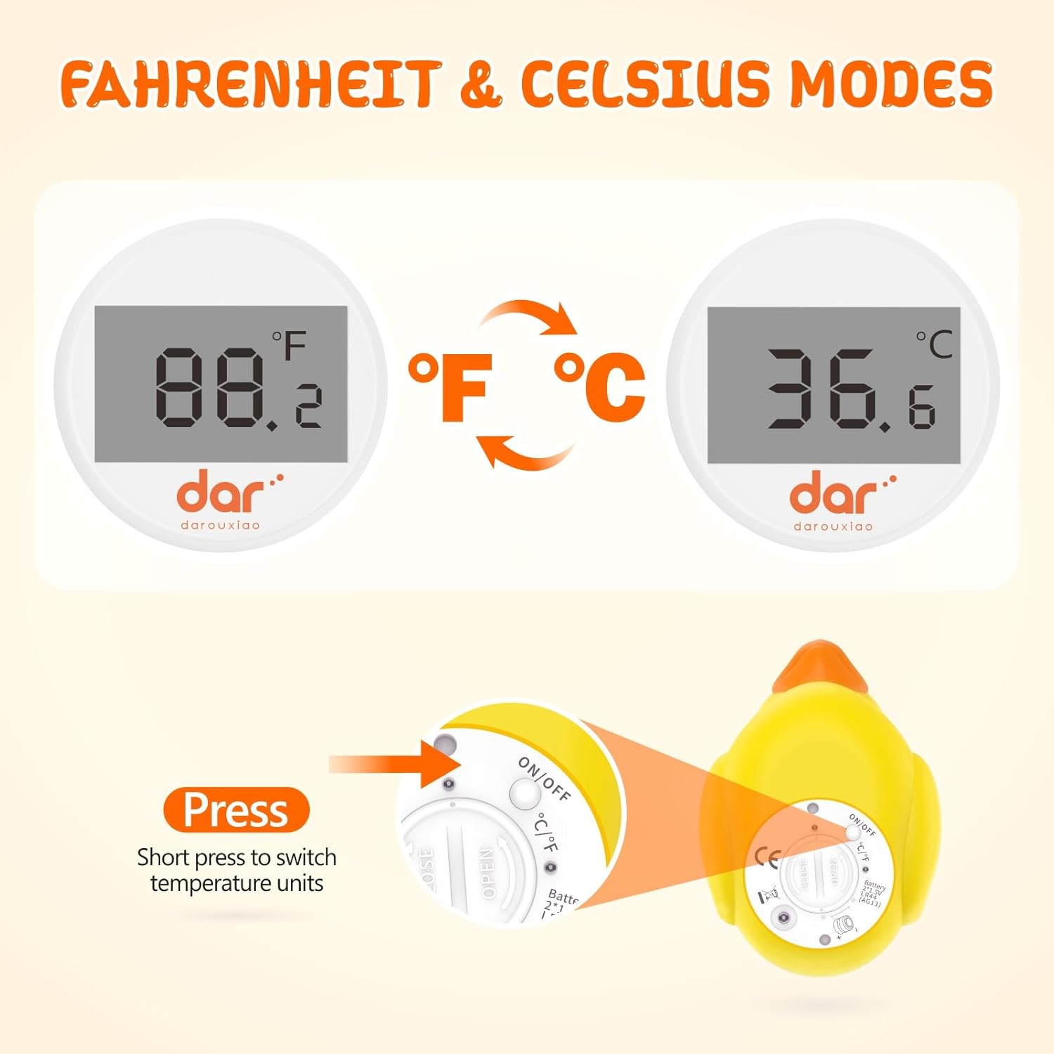 AquaVeilig Baby Badetermometer – Digitalt Display med 3 Farver og Temperaturadvarsel